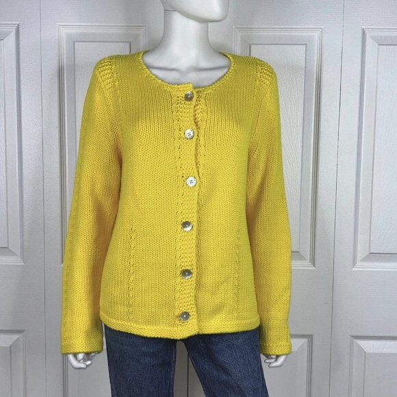 OUI yellow knitted cardigan size 12 women's LIKE NEW!! - Picture 1 of 2